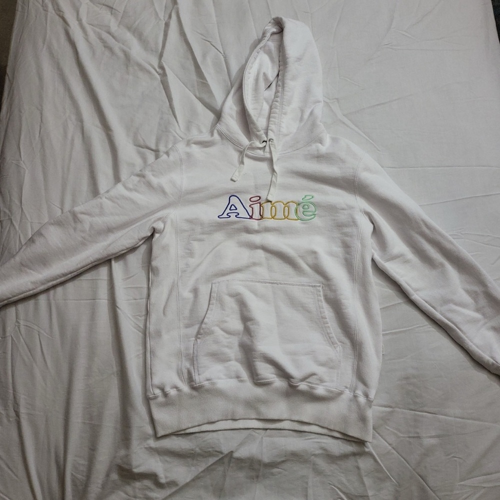 Aime Leon Dore White Hoodie with Embroidered Logo